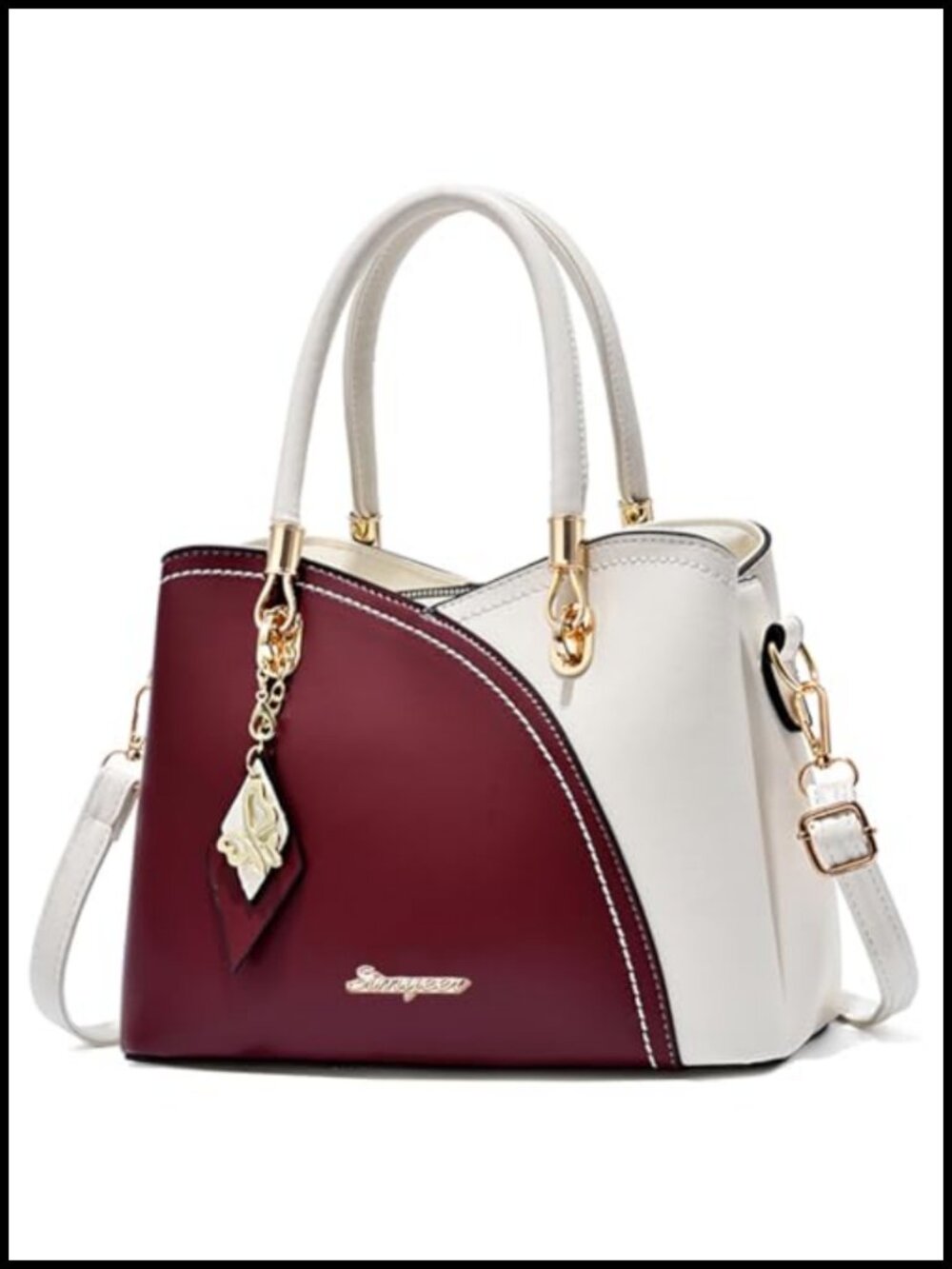 SiMYEER Satchel Handbag Synthetic Leather Top Handle Shoulder Tote